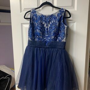 Charming Navy Kids Dress with Embroidered Details